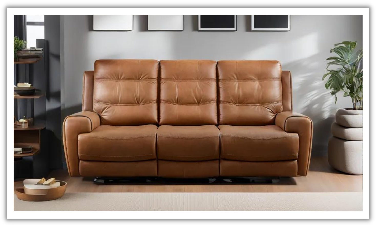 London 3-Seater Brown Leather Recliner Sofa