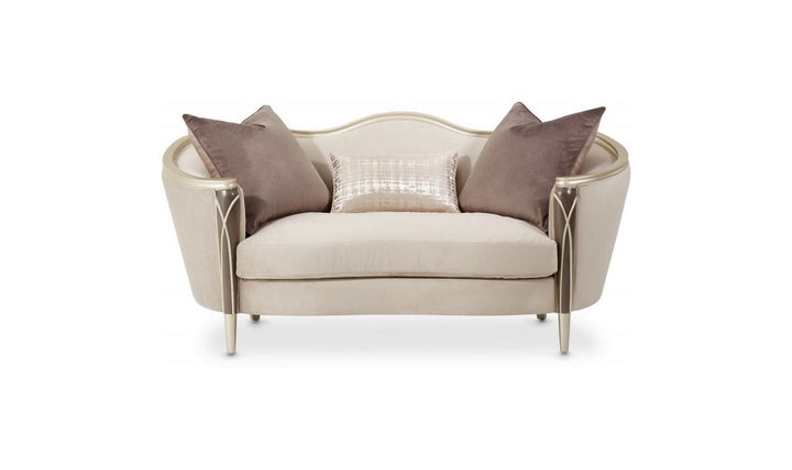 AICO Villa Cherie Fabric Loveseat with Curvy Armrests-jenniferfurniture