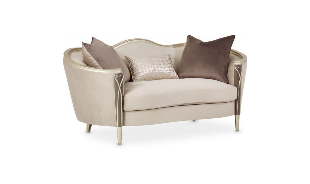 AICO Villa Cherie Fabric Loveseat with Curvy Armrests