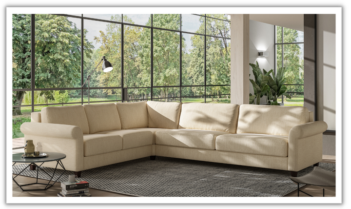 Luonto Hugo L-Shaped Transitional Fabric Sectional Sleeper Sofa in King Size