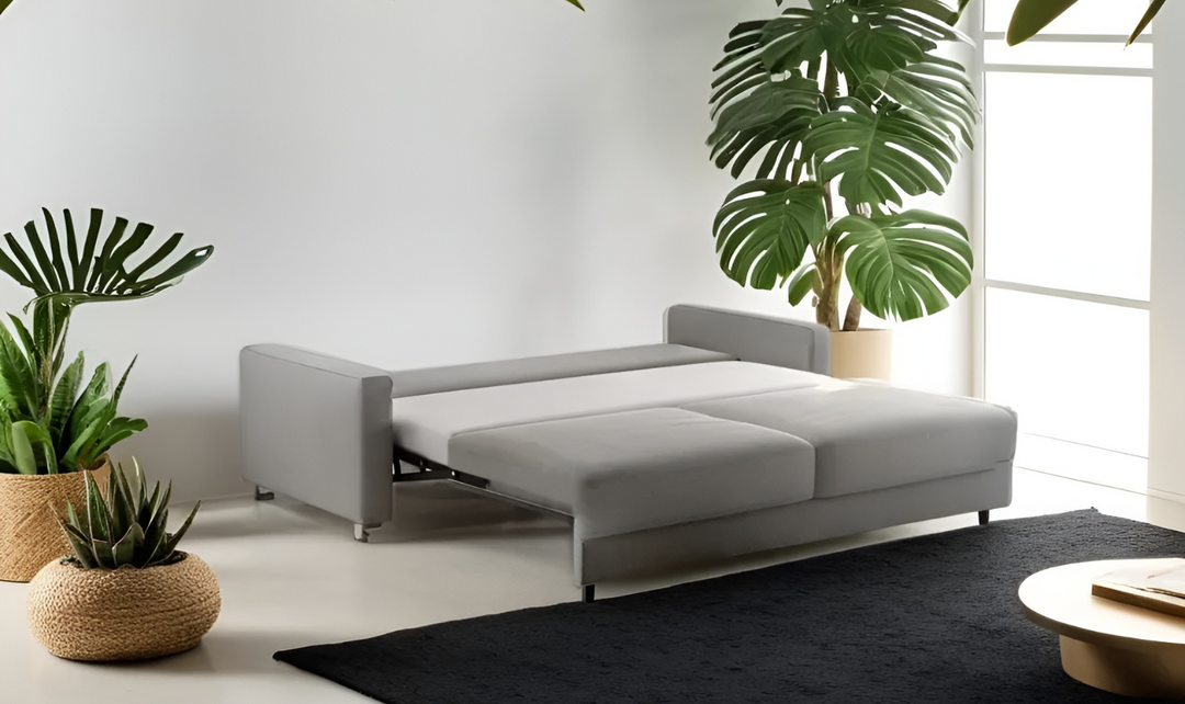 Luonto Hampton Stone Fabric Sleeper Sofa with Foam Mattress