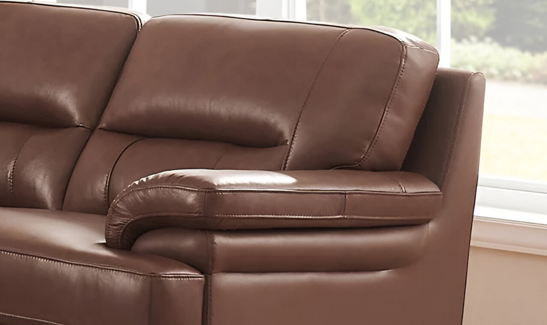 Luxor 2-Seater Leather Loveseat With Cushion Arms