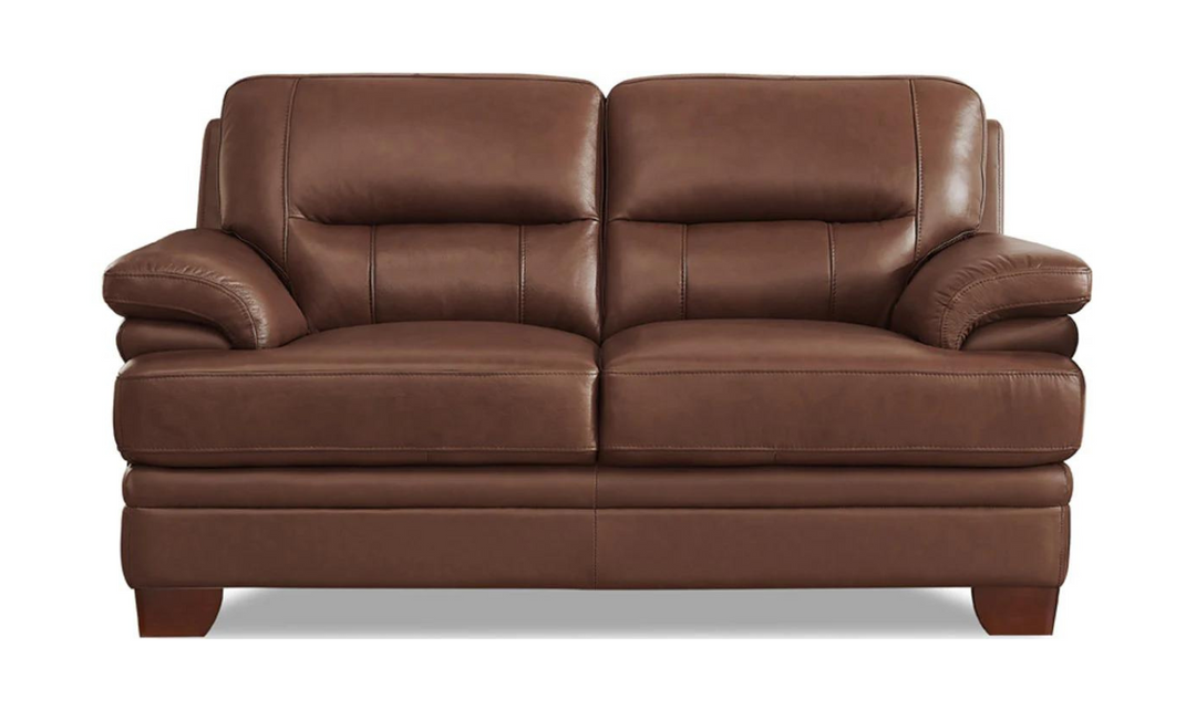 Luxor 2-Seater Leather Loveseat With Cushion Arms