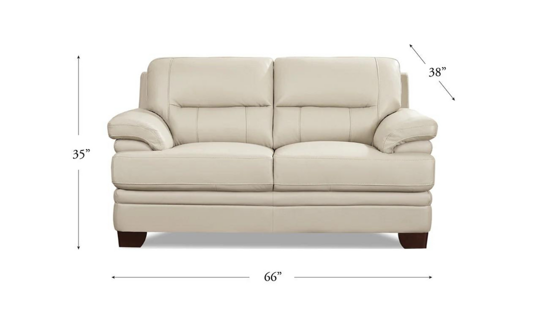 Luxor 2-Seater Leather Loveseat With Cushion Arms