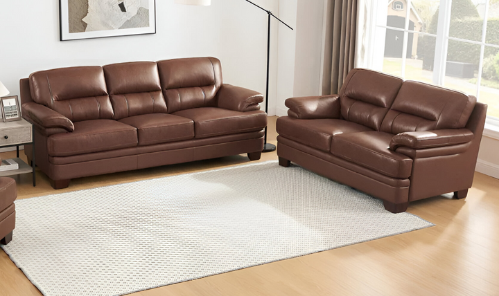 Luxor Leather Living Room Set With Cushion Arms