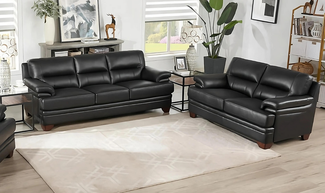 Luxor Leather Living Room Set With Cushion Arms