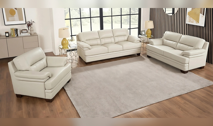 Luxor Leather Living Room Set With Cushion Arms