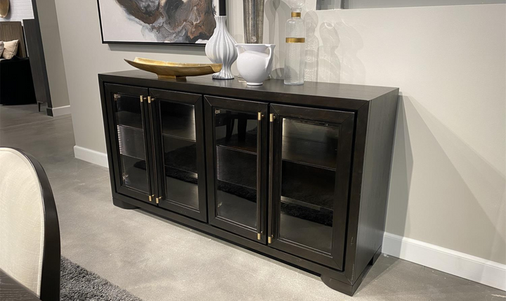 Riverside Lydia Display Sideboard with 2 Drawers in Black