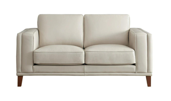 Lyon Leather Living Room Set In White