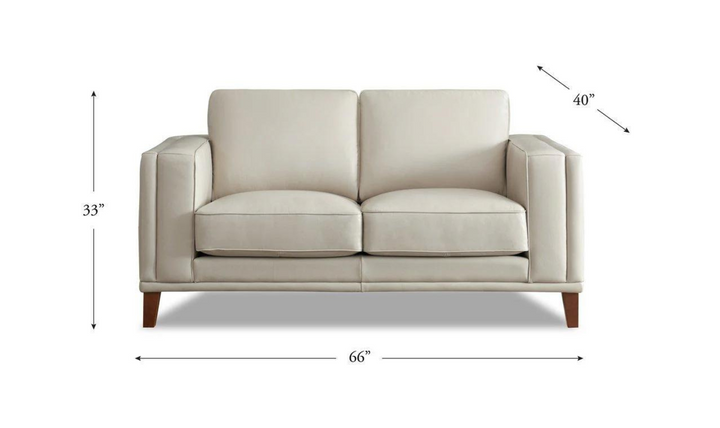 Lyon 2-Seater Leather Loveseat In White-Jennifer Furniture