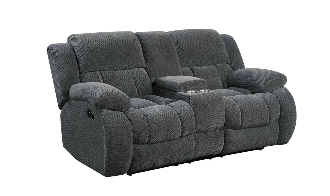 MOTION CHARCOAL LOVESEAT W/ CONSOLE Jennifer Furiture