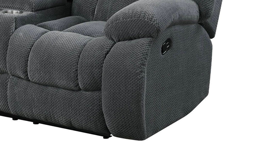 MOTION CHARCOAL LOVESEAT W/ CONSOLE Jennifer Furiture