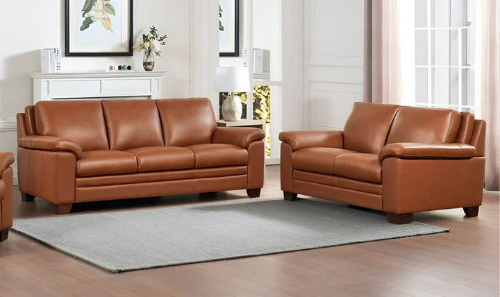 Magnum 2-Seater Leather Loveseat With Wooden Legs-Jennifer Furniture