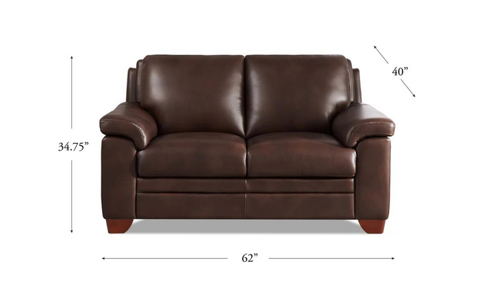 Magnum 2-Seater Leather Loveseat With Wooden Legs-Jennifer Furniture