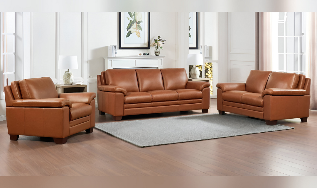 Magnum 2-Seater Leather Loveseat With Wooden Legs-Jennifer Furniture