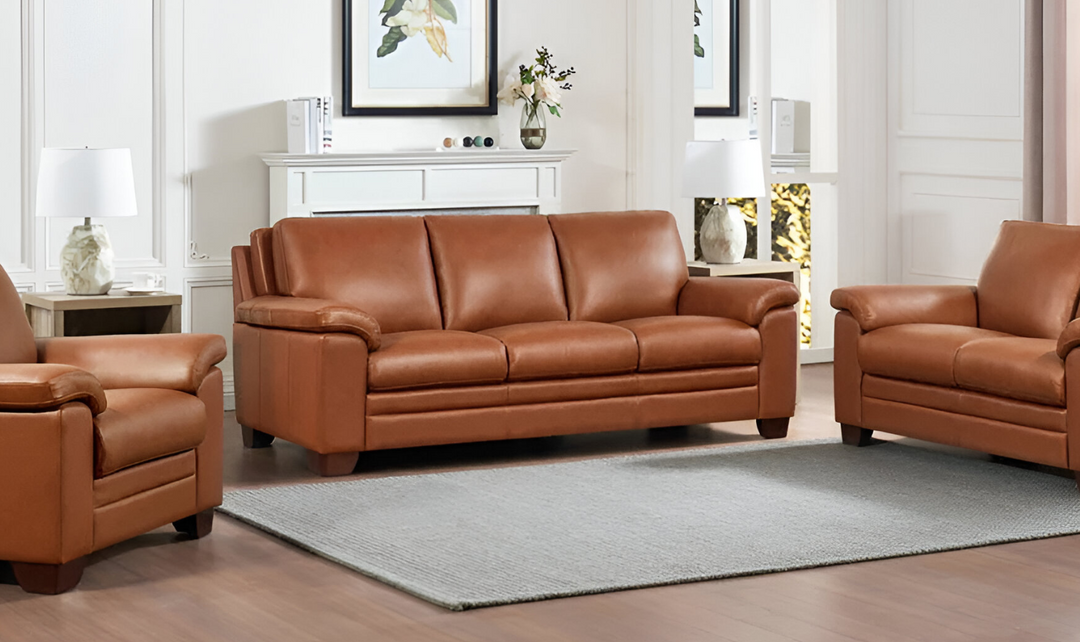 Magnum 3-Seater Leather Sofa With Wooden Legs-Jennifer Furniture