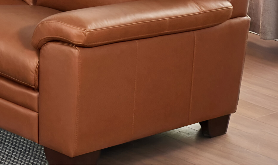 Magnum 3-Seater Leather Sofa With Wooden Legs-Jennifer Furniture