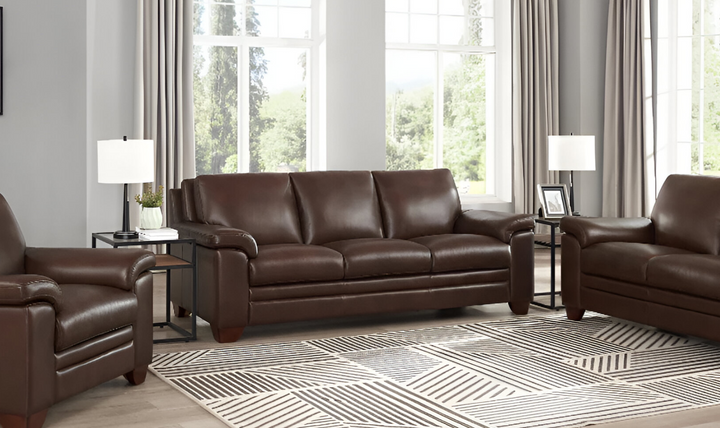 Magnum 3-Seater Leather Sofa With Wooden Legs-Jennifer Furniture