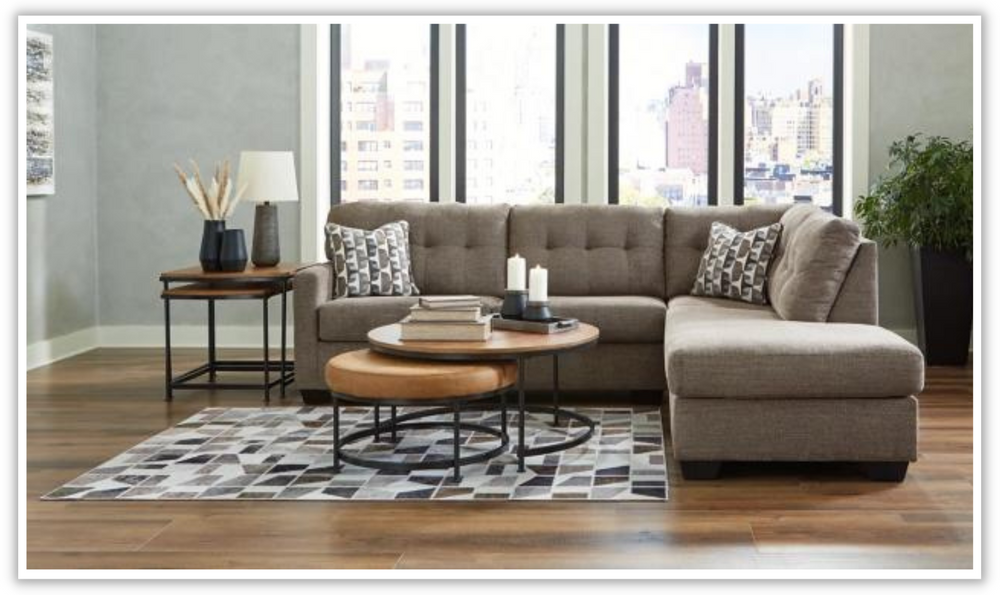 Mahoney 2-Piece Polyester L-Shaped Sectional with Chaise