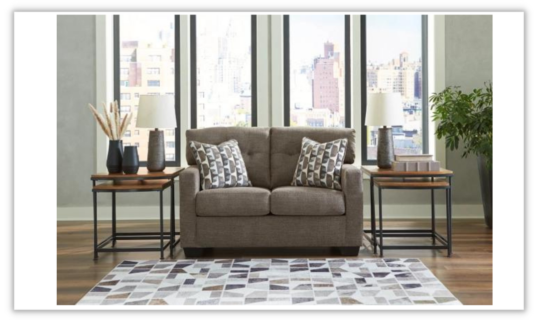 Mahoney Fabric Upholstered Living Room Set with Track Arm