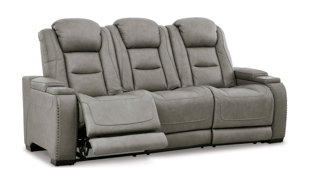 Ashley Man-Den 3-Seater Power-Reclining Sofa with Adjustable Headrest