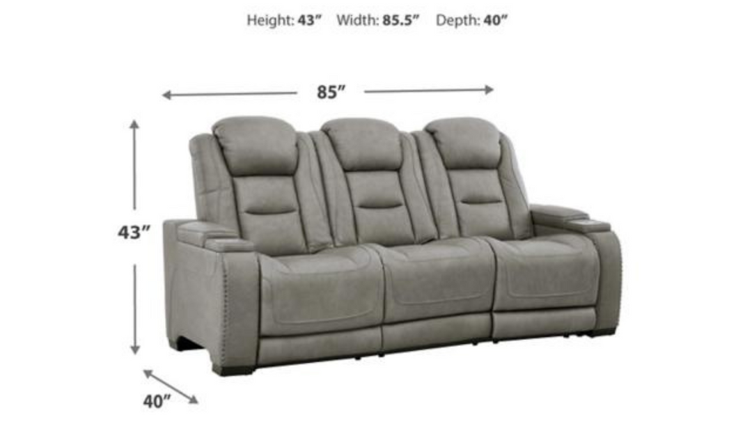 Ashley Man-Den 3-Seater Power-Reclining Sofa with Adjustable Headrest