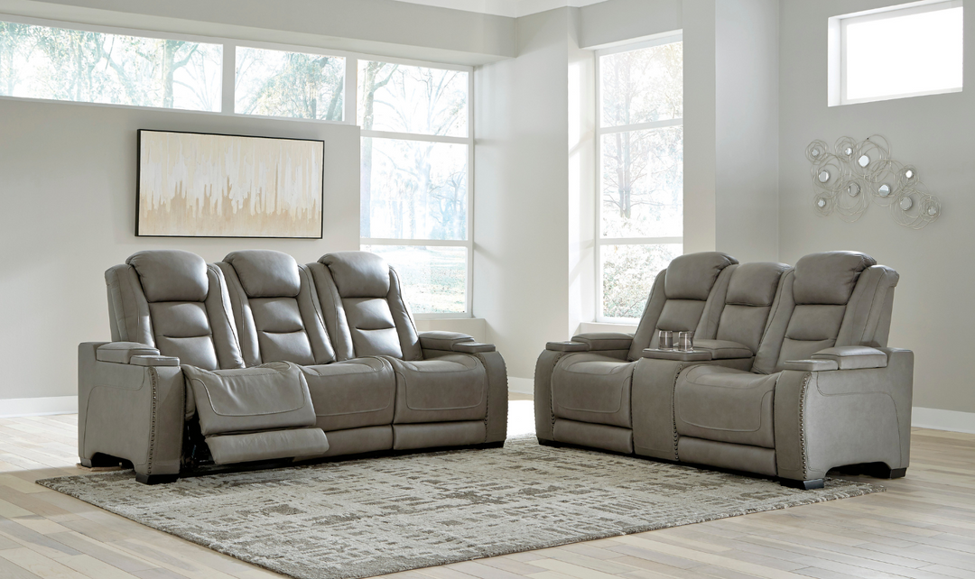 Ashley Man-Den 3-Seater Power-Reclining Sofa with Adjustable Headrest