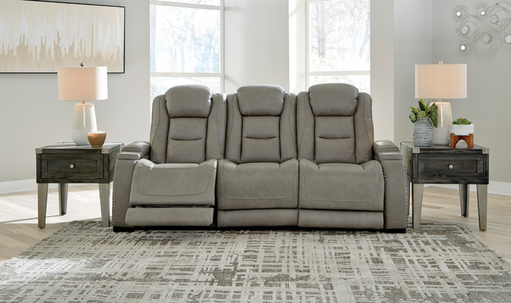 Ashley Man-Den 3-Seater Power-Reclining Sofa with Adjustable Headrest