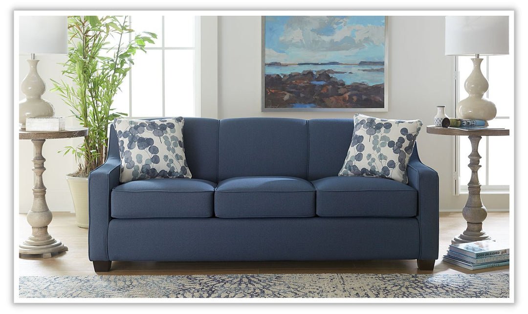 Best Home Furniture Marinette 3-Seater Sleeper Sofa in Blue (Full/Queen Size)