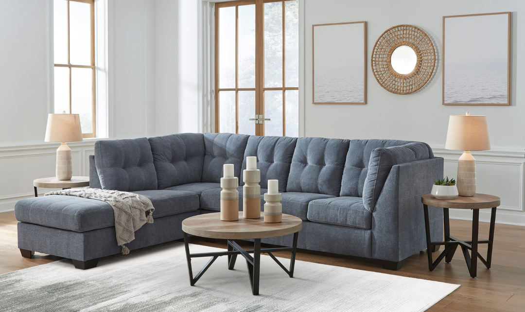 Marleton 2-Piece Full Sleeper Sectional with Chaise in Fabric