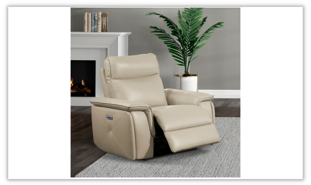 Home Elegance Maroni Leather Power Reclining Chair with USB Port