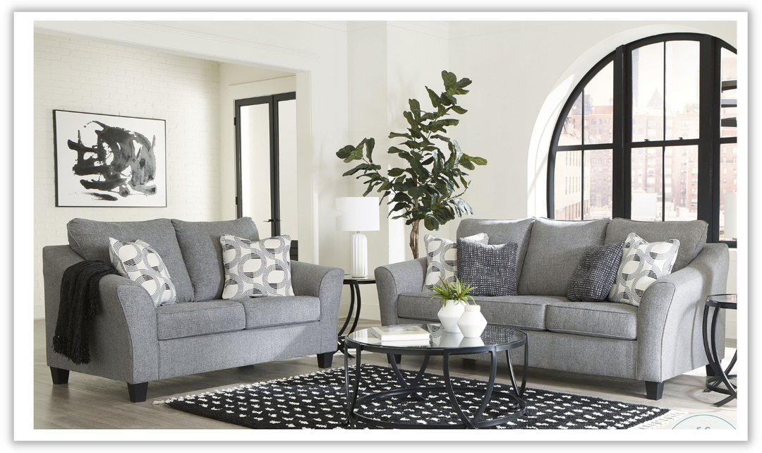 Mathonia Living Room Set In Smoke-jennifer furniture