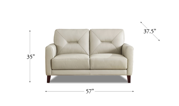 Mavis 2-Seater Leather Loveseat With Track Arms-Jennifer Furniture