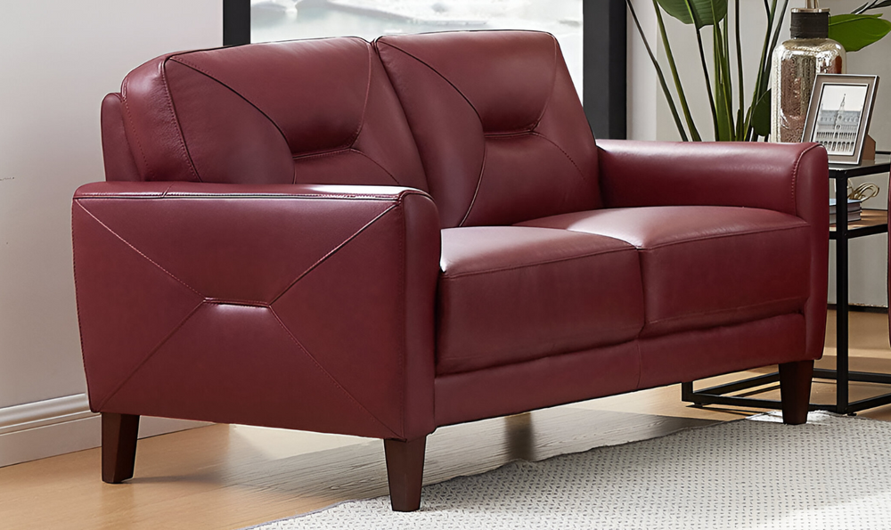 Mavis 2-Seater Leather Loveseat With Track Arms-Jennifer Furniture