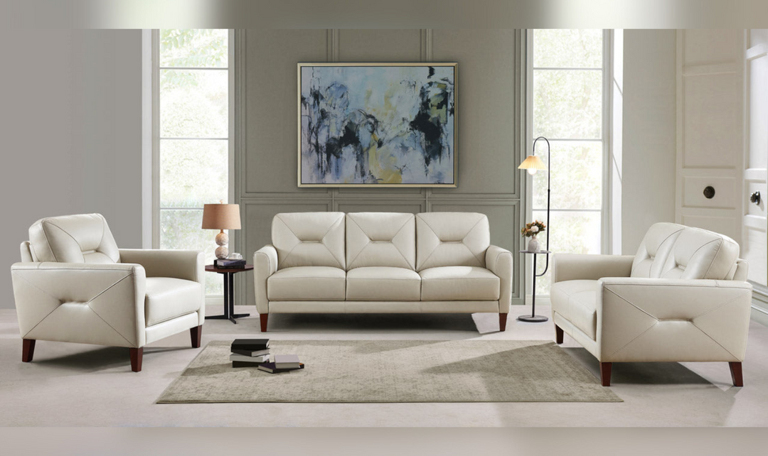 Mavis 2-Seater Leather Loveseat With Track Arms-Jennifer Furniture