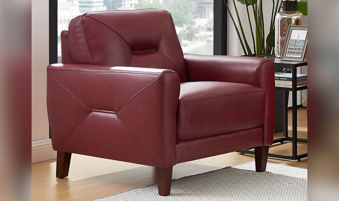 Mavis Leather Chair With Track Arms-Jennifer Furniture