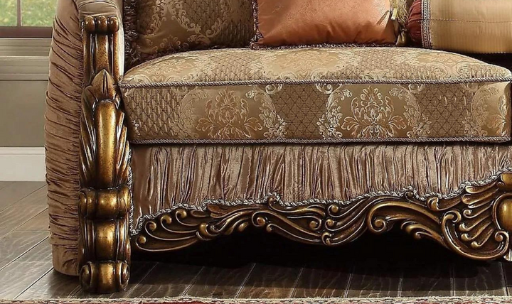 Maxime Fabric Sofa in Antique Gold Finish