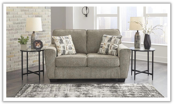 Ashley  McCluer Mocha Fabric Loveseat + 2 Throw pillows