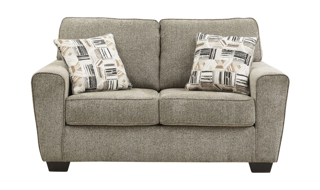 Ashley  McCluer Mocha Fabric Loveseat + 2 Throw pillows