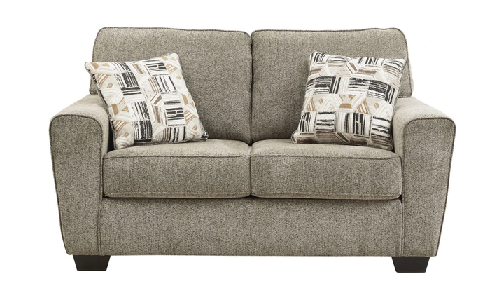 Ashley  McCluer Mocha Fabric Loveseat + 2 Throw pillows