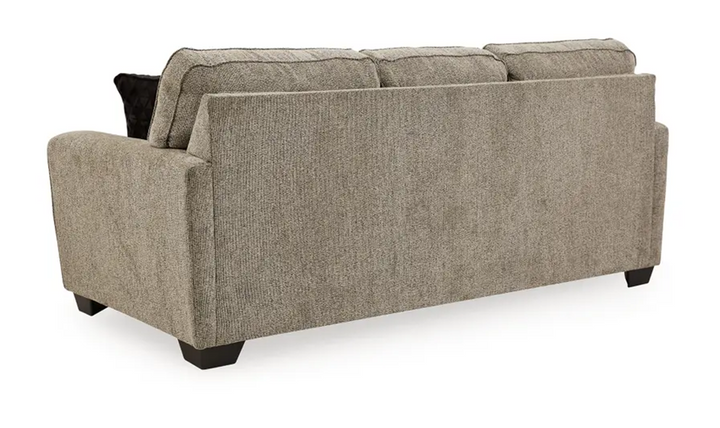 Ashley  McCluer 3-Seater Mocha Fabric Sofa With Faux Wood Leg Finish