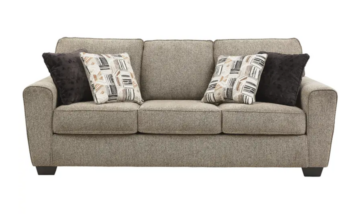 Ashley  McCluer 3-Seater Mocha Fabric Sofa With Faux Wood Leg Finish