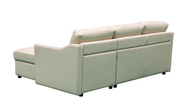 Merax L-Shape Full Sleeper Sectional Sofa with Storage Reversible Chaise in Ivory