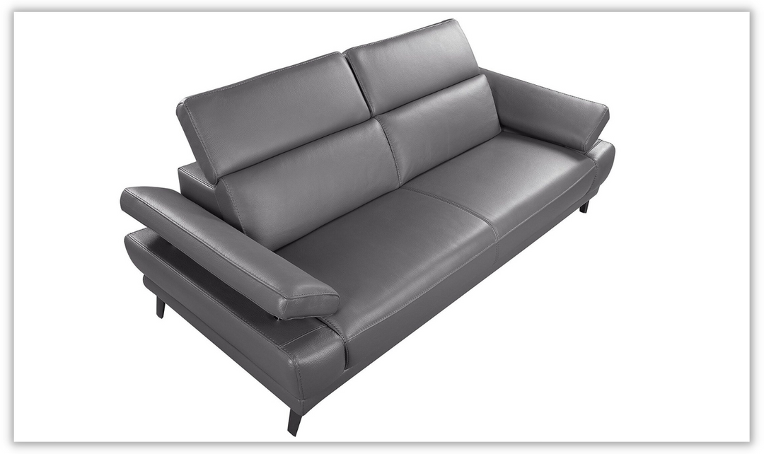 Mercer Stationary Leather Sofa With Adjustable Headrest