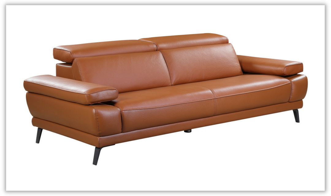 Mercer Stationary Leather Sofa With Adjustable Headrest