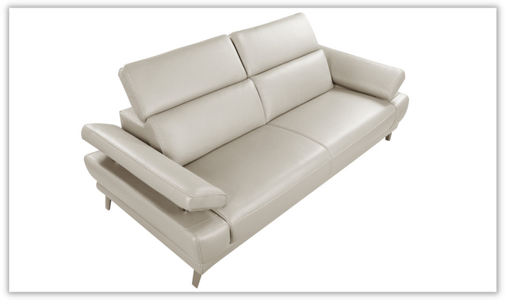 Mercer Stationary Leather Sofa With Adjustable Headrest