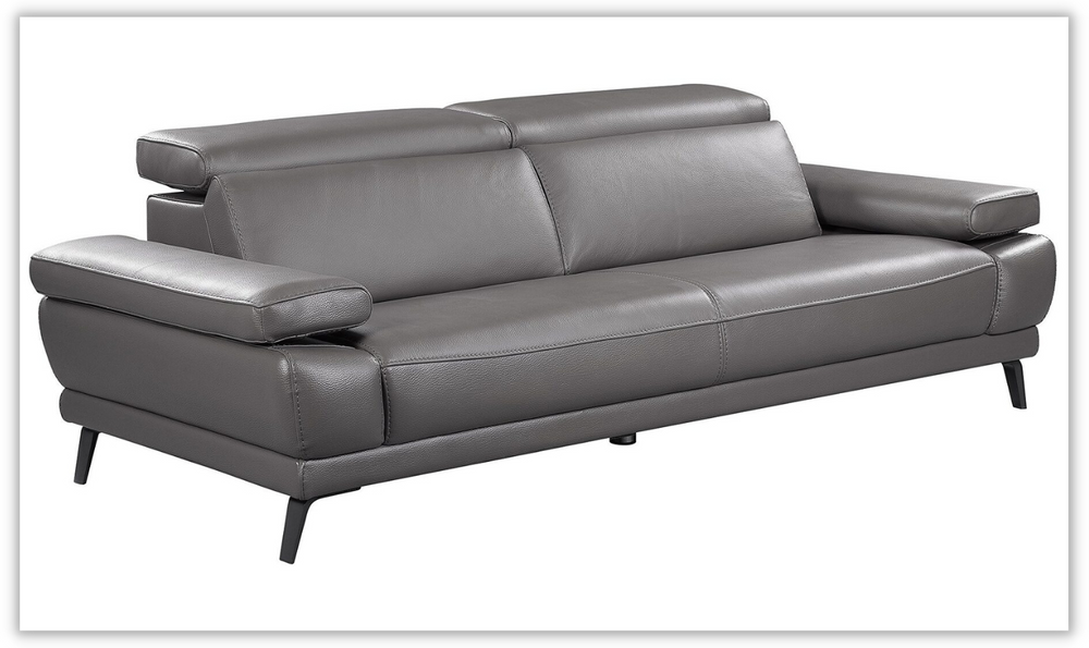 Mercer Stationary Leather Sofa With Adjustable Headrest