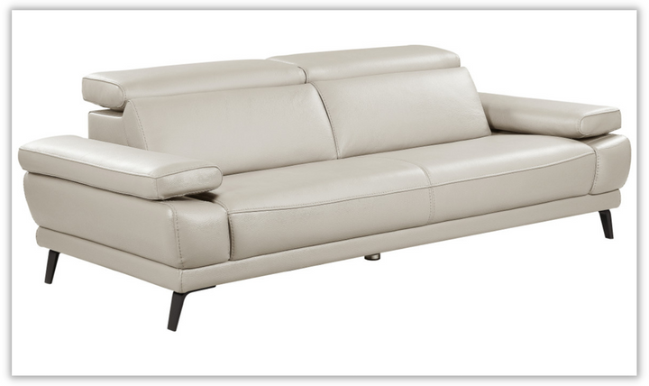 Mercer Stationary Leather Sofa With Adjustable Headrest