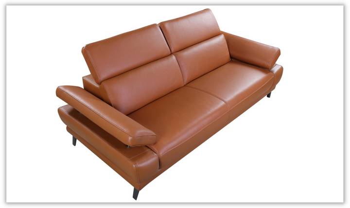 Mercer Stationary Leather Sofa With Adjustable Headrest