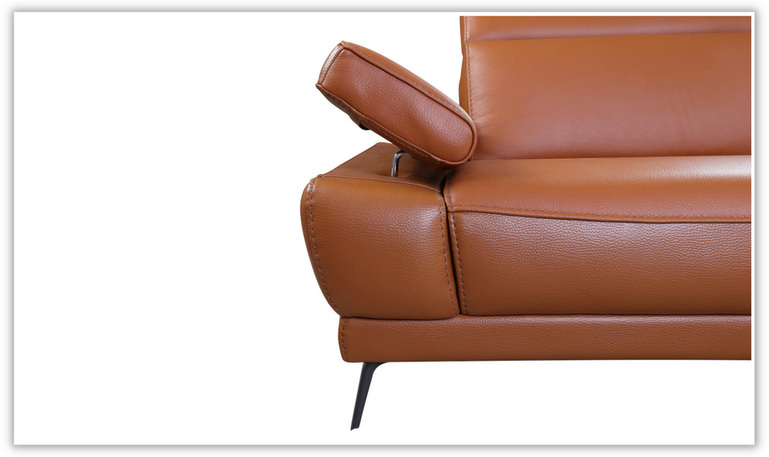 Mercer Stationary Leather Sofa With Adjustable Headrest